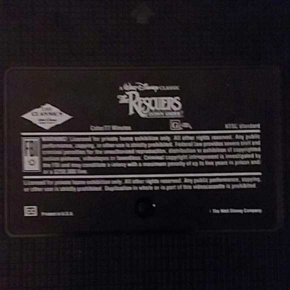Disney's The Rescuers Vintage VHS Tape Classic - Picture 4 of 5